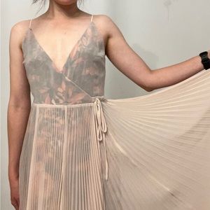 Silk wrap dress with flower prints